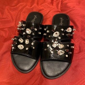 Primadonna collection - Black Studded Jeweled Sandals NWOT